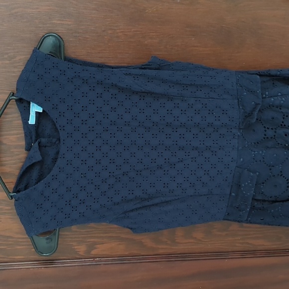 Draper James Dark Navy Eyelet Partial Open Back Feminine Dress Size 6 - Picture 2 of 9